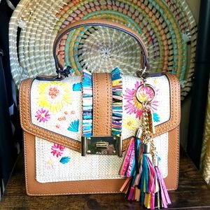 Aldo Vegan Leather and Synthetic Straw Handbag